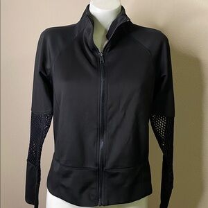 Layer8 Black zip front stretch mesh sleeves Active Jacket M🖤🖤